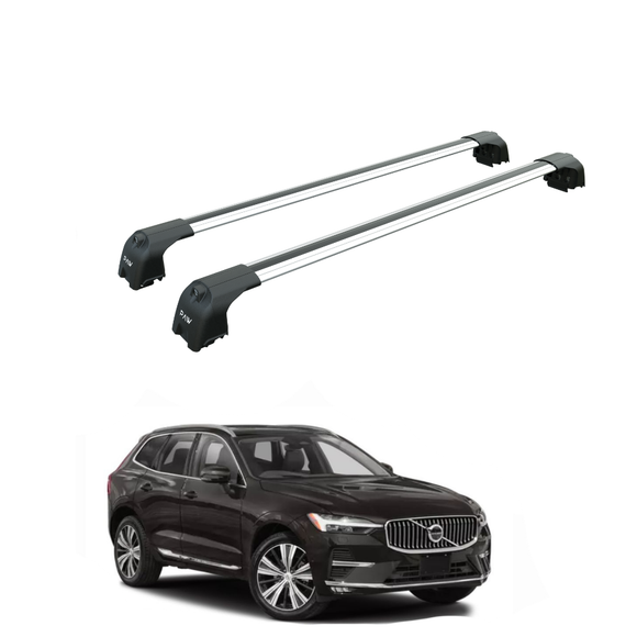 Für Volvo XC60 2017-Up Dachträger Querstange Metallhalterung Flush Rail Alu Silber