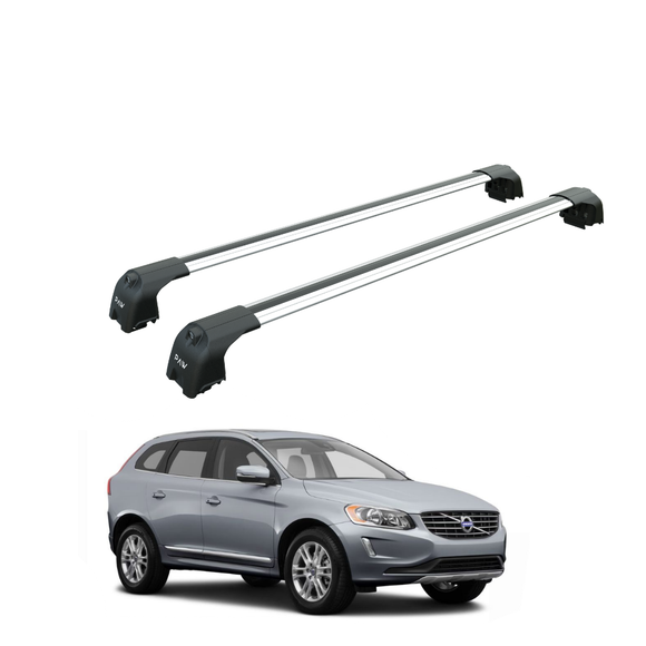 For Volvo XC60 2008-2017 Roof Rack Cross Bar Flush Rail Alu Silver