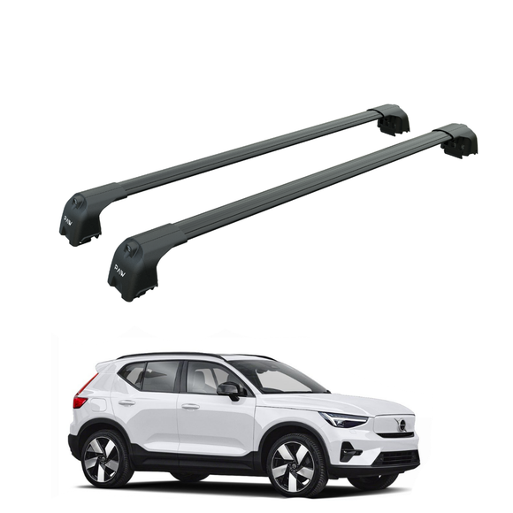 Für Volvo XC40 2016-Up Dachträger Querstange Metallhalterung Flush Rail Alu Schwarz