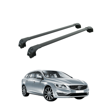 For Volvo V60 2010-2018 Roof Rack Cross Bar Flush Rail Black