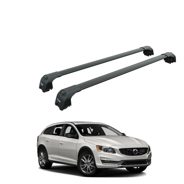 For Volvo V60 Cross Country 2015-2018 Roof Rack Cross Bar Flush Rail Black