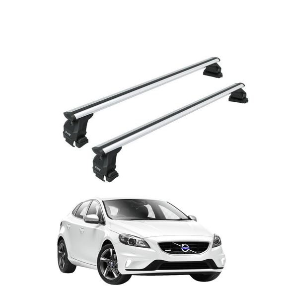 Für Volvo V40 2012–19 Dachträger, Querträger, Metallhalterung, normales Dach, Alu, Schwarz