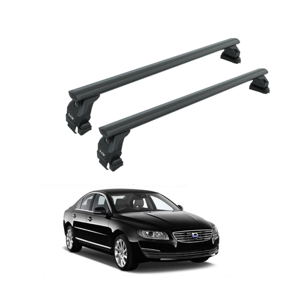 Für Volvo S80 2006–16, Dachträger, Querträger, Metallhalterung, normales Dach, Alu, Schwarz