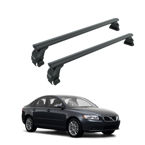 Für Volvo S40 2003–12 Dachträger Querträger Metallhalterung Normales Dach Alu Schwarz