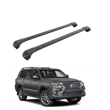 For Lexus LX 570 2008-2015 Roof Rack Cross Bars Raised Rail Alu Black