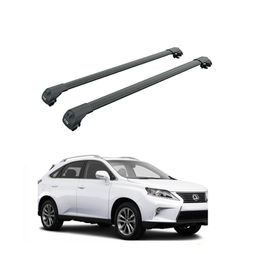 For Lexus RX 2006-2016 Roof Rack Cross Bars Raised Rail Alu Black
