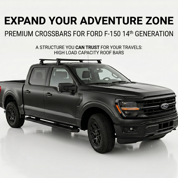 Für Ford F150 2016-Up Dachträgersystem, Aluminium-Querstange, Metallhalterung, abschließbar, Schwarz