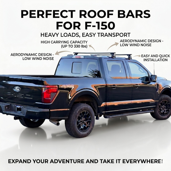 Für Ford F150 2016-Up Dachträgersystem, Aluminium-Querstange, Metallhalterung, abschließbar, Schwarz