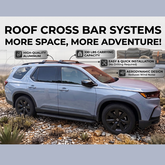 For Honda Pilot (2025-2026) Roof Rack Cross Bars Raised Rail Silver