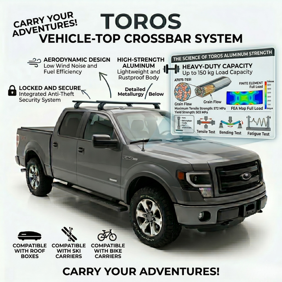 Für Ford F150 2016-Up Dachträgersystem, Aluminium-Querstange, Metallhalterung, abschließbar, Schwarz