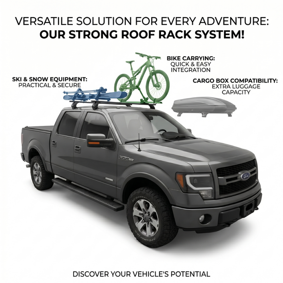 Für Ford F150 2016-Up Dachträgersystem, Aluminium-Querstange, Metallhalterung, abschließbar, Schwarz