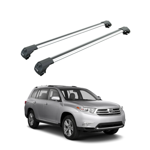 For Toyota Grand Highlander 2 (U4) 2007-2013 Roof Rack Cross Bars Raised Rail Silver