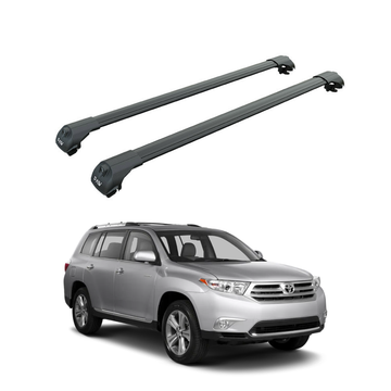 For Toyota Grand Highlander 2 (U4) 2007-2013 Roof Rack Cross Bars Raised Rail Black