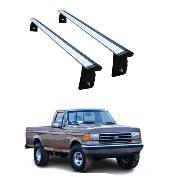 For Ford F-150 8th and 9th Gen (1987-1996) Cross Bars Roof Rack Rain Gutter Silver