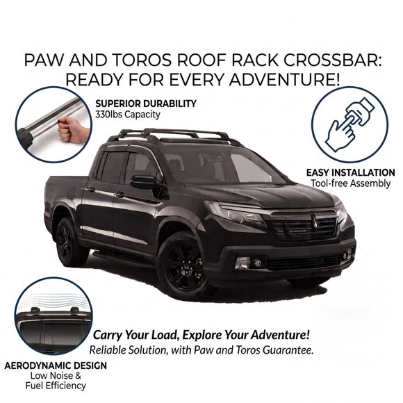 For Honda Ridgeline 2017-2025 Roof Rack Cross Bars Set Raised Rails Black