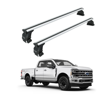 For Ford F250 (2017-Up) Roof Rack Cross Bars Fits Naked Roof w/Hidden Fixing Points Silver