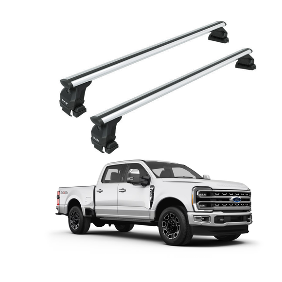 For Ford F250 (2017-Up) Roof Rack Cross Bars Fits Naked Roof w/Hidden Fixing Points Silver