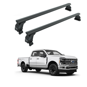 For Ford F250 (2017-Up) Roof Rack Cross Bars Fits Naked Roof w/Hidden Fixing Points Black