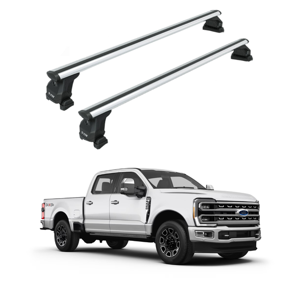 For Ford F350 (2017-Up) Roof Rack Cross Bars Fits Naked Roof w/Hidden Fixing Points Silver