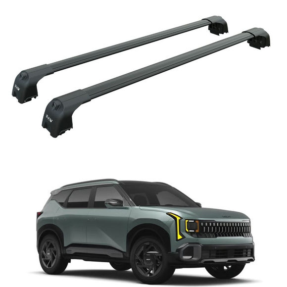 Für Kia Seltos 2021-Up Dachträgersystem, Aluminium-Querstange, Metallhalterung, abschließbar, Silber