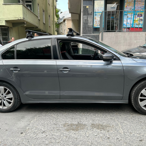 Für Volkswagen Jetta 2005–11 Dachträger, Querträger, Metallhalterung, normales Dach, Alu, Schwarz