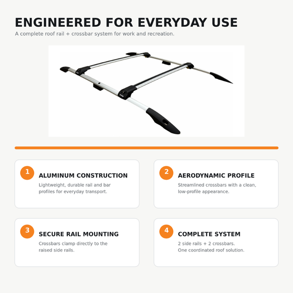 For Chevrolet City Express Roof Rails and Roof Rack Cross Bars Plus Silver Color