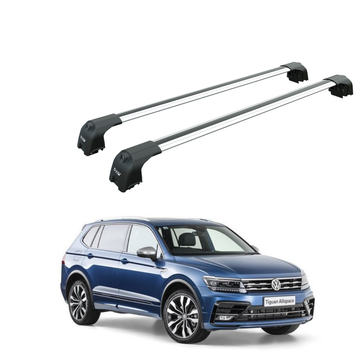 For Volkswagen Tiguan Allspace 2017-Up Roof Rack Cross Bar Flush Rail Silver