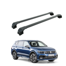 Für Volkswagen Tiguan Allspace 2017-Up Dachträger Querstange Metallhalterung Erhöhte Schiene Alu Schwarz-1