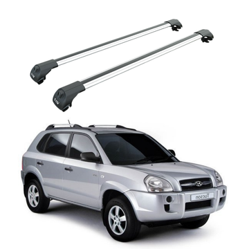 For Hyundai Tucson 2004-2009 Roof Rack Cross Bars Flush Rail, Silver