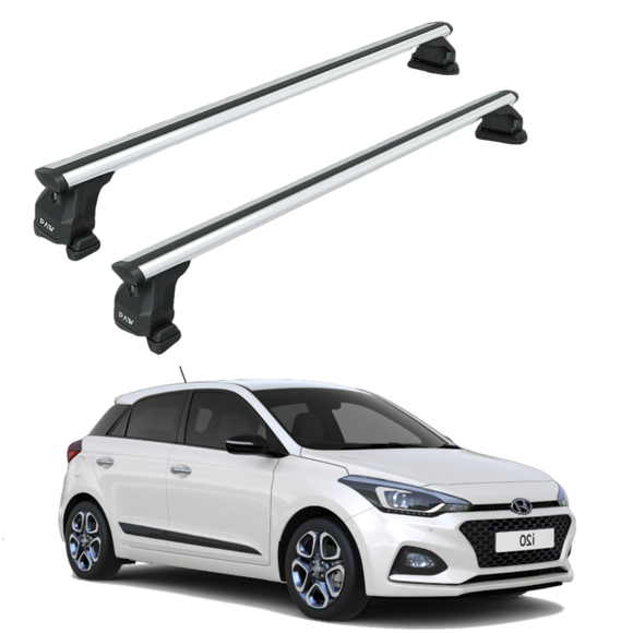 For Hyundai i20 (2014-2020) Roof Rack Cross Bars Fix Point Pro 6, Silver