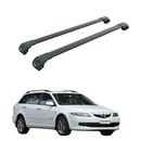 For Mazda 6 Estate 2002-2007 Roof Rack Cross Bars Raised Rail, Black-1