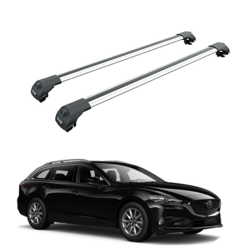 For Mazda 6 Estate 2013-2016 Roof Rack Cross Bars Raised Rail, Silver