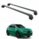 Für Alfa Romeo Stelvio 2017-Up Dachträgersystem, Aluminium-Querstange, Metallhalterung, bündige Schienen, Schwarz-1