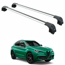 Für Alfa Romeo Stelvio 2017-Up Dachträgersystem, Aluminium-Querstange, Metallhalterung, bündige Schienen, Silber-1