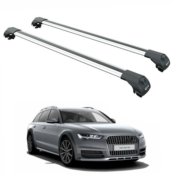 For Audi A6 C7 Allroad 2012-2019 Roof Rack Cross Bars Raised Rail Black