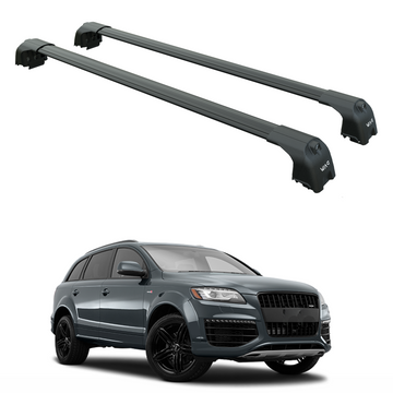 Für Audi Q7 2005–2015, Dachträger, Dachträgersystem, Aluminium-Querstange, Metallhalterung, bündige Schienen, schwarz