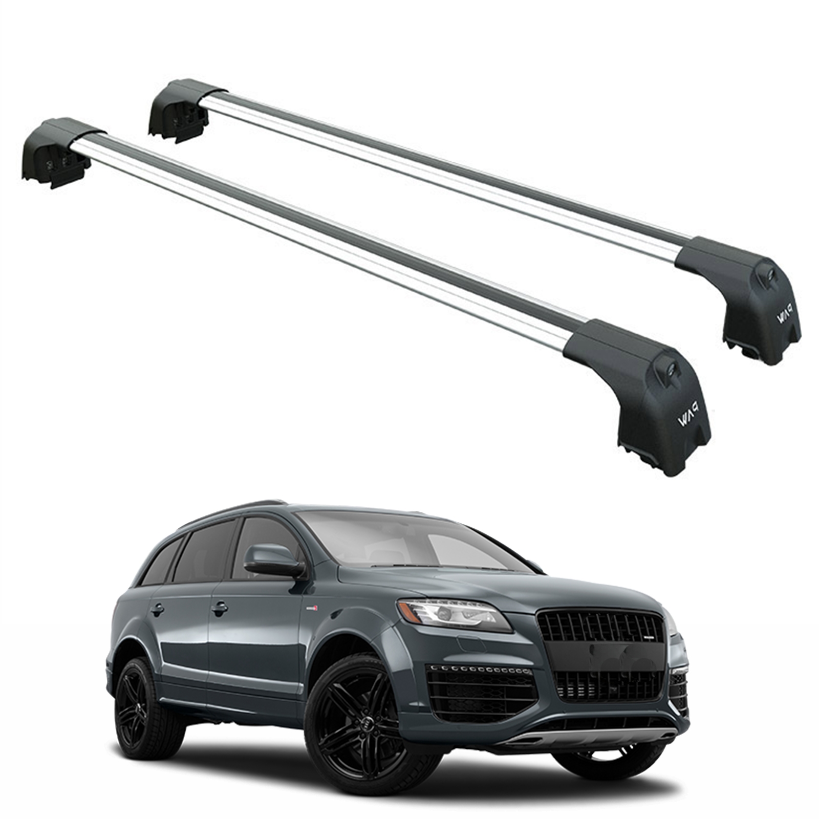 For Audi Q7 2007-2015 Roof Rack Cross Bars Flush Rails Alu Silver