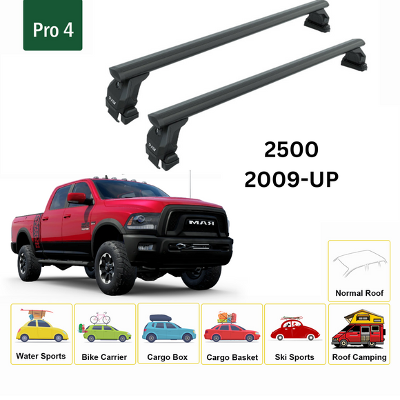 For Ram 2500 2009-2018 Roof Rack Cross Bars Normal Roof Alu Black