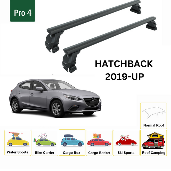 For Mazda 3 Hatchback 2019-2025 Roof Rack Cross Bars Normal Roof Black