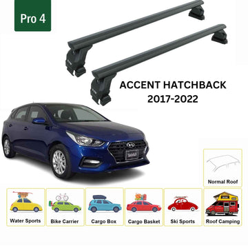 For Hyundai Accent HB 2017-2022 Roof Rack Cross Bars Normal Roof Alu Black - 0