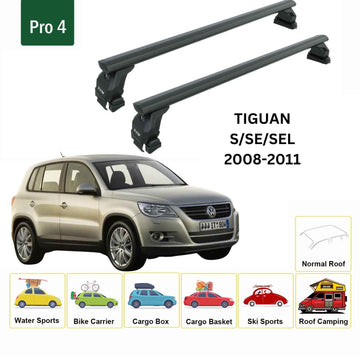 For Volkswagen Tiguan 2008-2011 Roof Rack Cross Bar Normal Roof Alu Black - 0