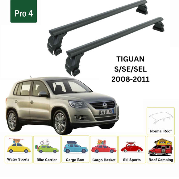 For Volkswagen Tiguan 2008-2011 Roof Rack Cross Bar Normal Roof Alu Black