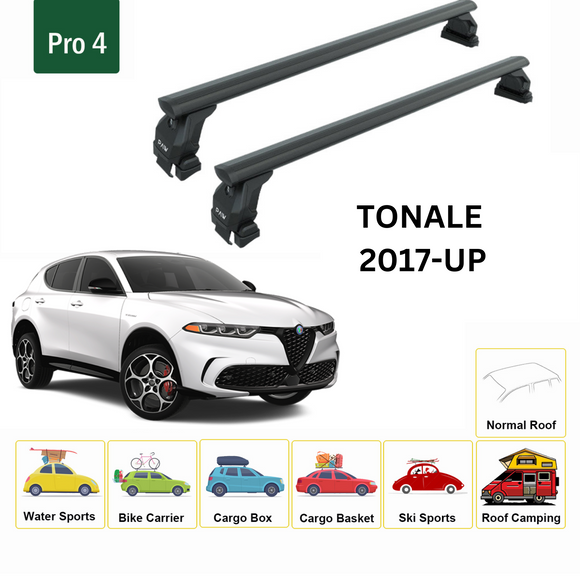 For Alfa Romeo Tonale 2017-2025 Roof Rack Cross Bars Normal Roof Alu Black