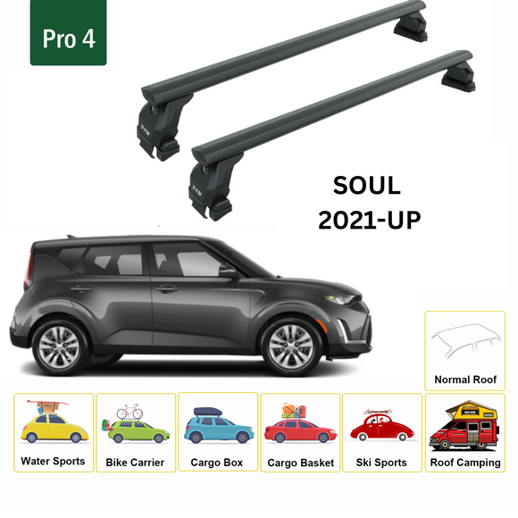 For Kia Soul 2021-2025 Roof Rack Cross Bars Normal Roof Black
