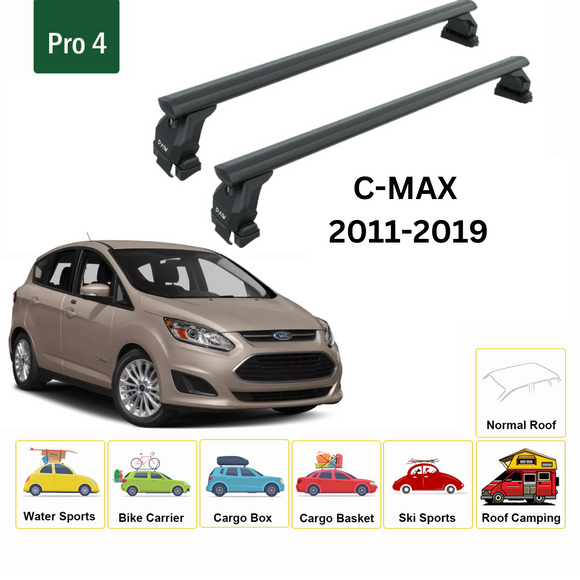 For Ford C-Max (C344) 2011-2019 Roof Rack Cross Bars Normal Roof Alu Black