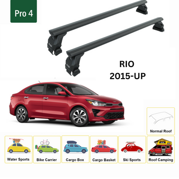 Für Kia Rio 2015-Up Dachträgersystem, Aluminium-Querstange, Metallhalterung, abschließbar, Schwarz  - 0