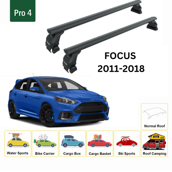 For Ford Focus HB (C346) 2011-2018 Roof Rack Cross Bars Normal Roof Alu Black