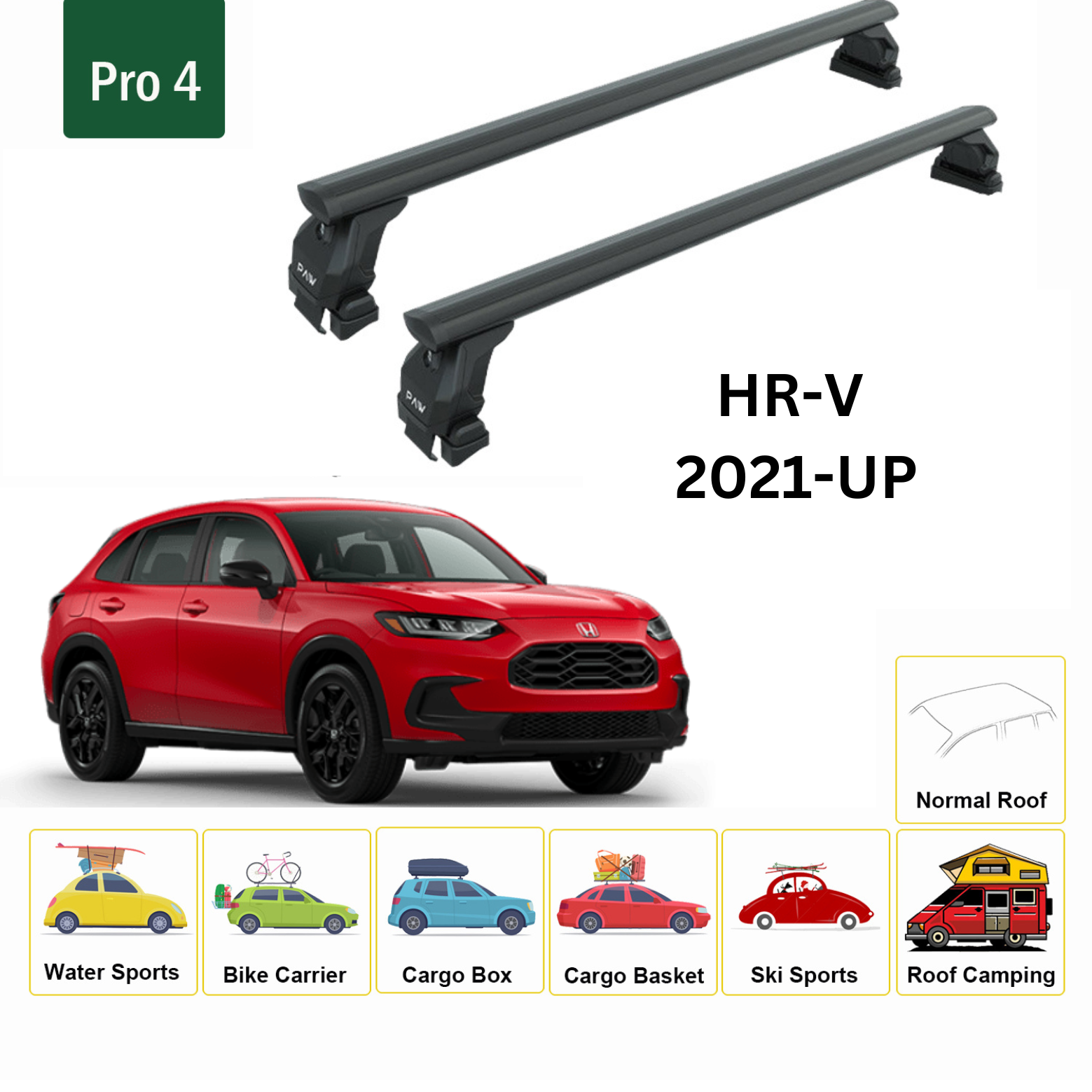 For Honda HR-V 2021-Up Roof Rack Cross Bars Metal Bracket Normal Roof Alu Black-3