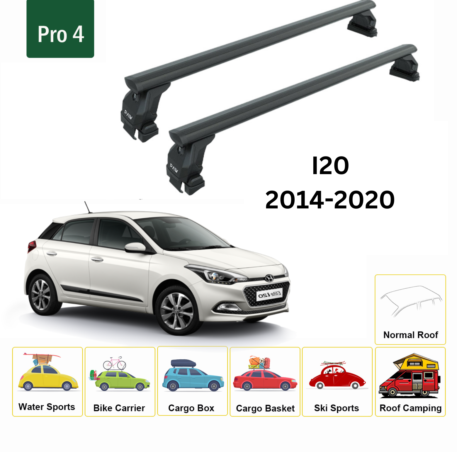 Roof Rack Hyundai I20 2014 2020 Black Toros Trade LLC