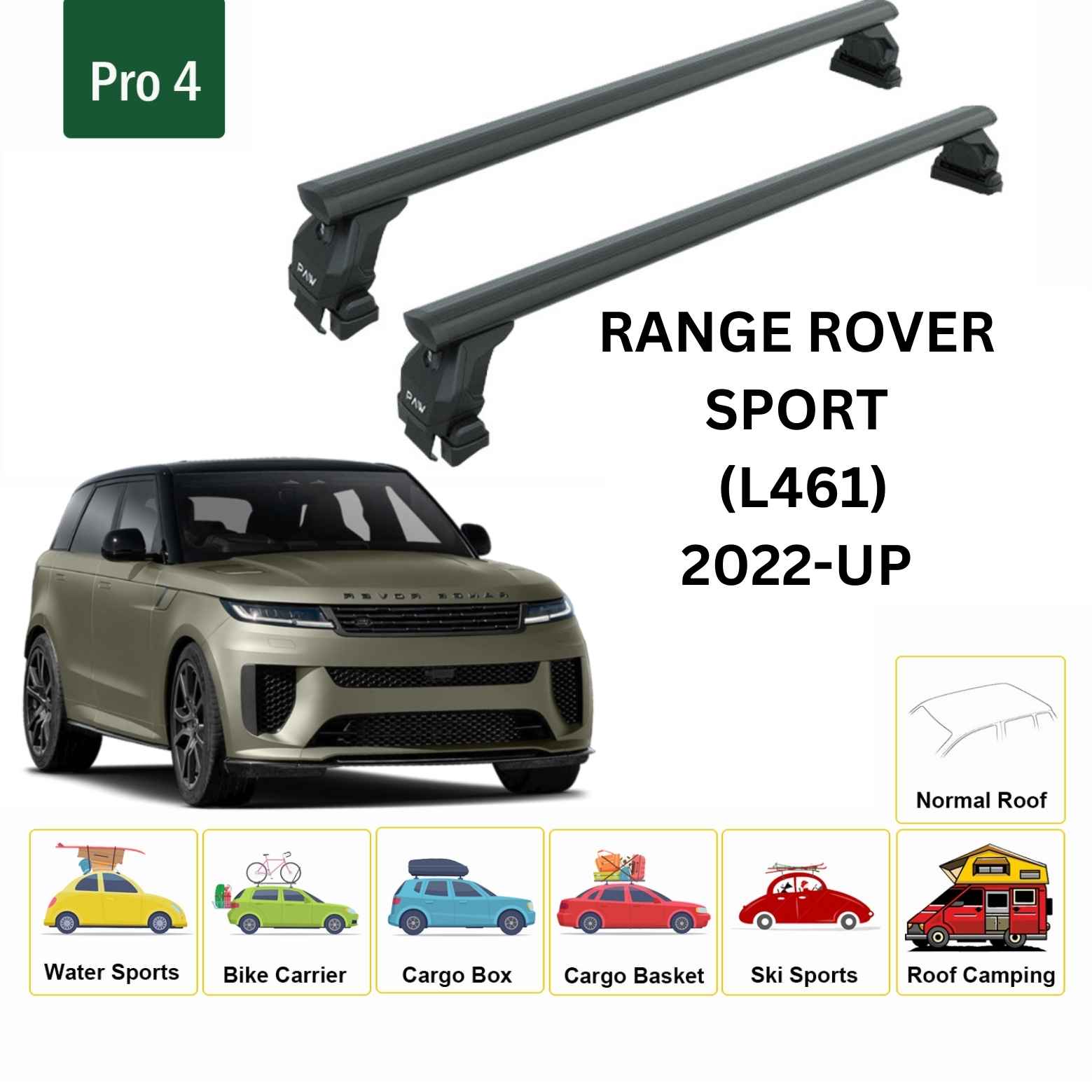 For Land Rover Range Rover Sport (L461) 2022-Up Roof Rack Cross Bars Normal Roof Alu Black - 0